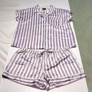 NWOT Apt. 9 Purple & White 💜🤍 Striped Silky Pajama Set Size Medium